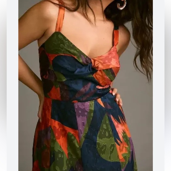 Anthropologie Hutch Printed Twist-Front Ruffle-Hem Dress - Picture 2 of 7